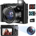 Digital Camera 4K, 64MP Autofocus Digital Camera Selfie Camera for Photography, Compact Digital Camera,Vlogging Camera for Youtube with Anti-shake, Flash,16X Digital Zoom, 32GB Card