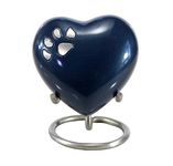 eSplanade Heart Shaped Pet Cremation urn Keepsake Memorial Human Ashes Container Jar Pot | Burial Funeral Urns | Blue-5.5Inches