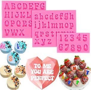 Mity rain 3pcs Letter Molds for Chocolate Covered Strawberries, Silicone Uppercase Lowercase Alphabet Number Fondant Mold for Making Candy, Gummy, Biscuit, Ice Cube Tray, Cake Decorations