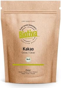 Cacao en poudre bio 300g - 100% de poudre de cacao bio pure fortement dégraissée (11% de matière grasse) - Sans sucre - Sans additifs - Haut de gamme Biotiva- Biotiva