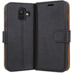 Case Collection for Samsung Galaxy A6 (2018) Phone - Premium Leather Folio Flip Cover | Magnetic Closure | Kickstand | Money and Card Holder Wallet | Compatible with Samsung A6 Case Black