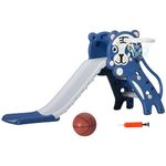 AIYAPLAY 2 in 1 Indoor Kids Slide, with Basketball Hoop, Basketball, for Ages 18-36 Months - Blue