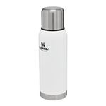 Stanley Adventure Stainless Steel Thermos Flask 1L Polar White - BPA-Free Coffee Flask - Keeps Cold or Hot For 24 Hours - Flasks For Hot Drinks 1L Thermos - Leakproof Lid Doubles as Cup