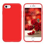 DUEDUE Case Compatible with iPhone SE 2022/2020 Case,iPhone 7/8 Case,Liquid Silicone Gel Rubber Slim Soft Cover Microfiber Cloth Lining Cushion Protective Case for iPhone 7/8/SE2/SE3,Red