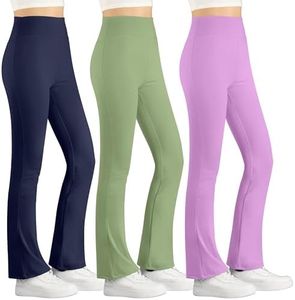 BIG ELEPHANT Girls Flare Leggings Kids Bell Bottoms High Waisted Bootcut Yoga Dance Flared Pants