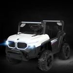 Jammbo X2 Battery-Operated Ride-on Premium Jeep Car for Kids - Dual Control Mode, Swing Function, LED Lights, Music & Connectivity - BIS Certified with Seat Belts & Suspension Springs - White