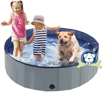 Eooqi Foldable Dog Pool, Portable Pet Bath Tub and Kiddie Swimming Pool, Collapsible Bathtub for Puppies, Small, Medium and Large Dogs, Cats and Kids, 48 x 12 in, Gray