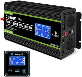 NOVOPAL Inversor de Corriente de Onda Sinusoidal Pura 2000W Convertidor DC 24V a AC 220V 230V con Pantalla LCD-un Puerto USB-Control Remoto de 5 Metros & Ventiladores de refrigeración