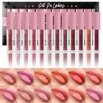 LANGMANNI 12Pcs Lip gloss Collection Makeup Set,Shiny Smooth Soft Liquid Lip Glosses Lip Stain With Rich Varied Colors For Girls And Women Makeup(Color-B)