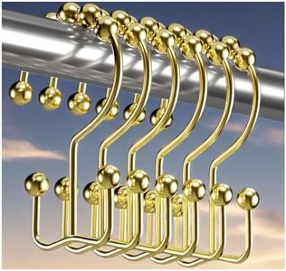 Shower Curtain Hooks Rings, Rust Resistant Metal Double Glide Shower Hooks Rings for Bathroom Shower Rods Curtains, Set of 12 Hooks