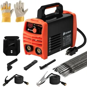 TECWELD 200A Stick Welder 110V, Mini Portable Inverter MMA Welder with Synergic Control, Digital Display, Hot Start, Arc Force, Anti-Stick - Includes Helmet,Gloves,20 Rods & Accessories