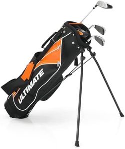 ULTIMATE Kids Golf Clubs Set w/Stand Bag, Junior Complete Golf Club Set Right Hand w/ 165cc #3 Fairway Wood,#7 & #9 Irons, Putter, Foamed Head Cover & Rain Hood (Yellow, 31" (Age 11-13))