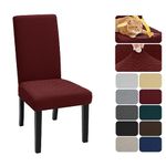 XINEAGE 4 Packs 2024 Newest Pattern Dining Chair Slipcover Parsons Chair Furniture Protector Stretch Chair Covers for Dining Room, Restaurant, Kitchen, Party (Wine Red)