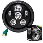 Eagle Lights 7 inch Round LED Generation III Headlight - Fits Harley Davidson with 7 inch Headlights - Plug and Play H4 - Retrofits 2D1 Headlights (Black)