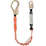 WELKFORDER Single Leg 6-Foot Fall Protection Shock Absorber Stretch Safety Lanyard with Snap & Rebar Hook Connectors ANSI Z359.13-2013 Complaint