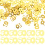 PRETYZOOM 1200pcs Number 50 Sequins Confetti 50th Birthday Confetti Party Table Confetti Decorations 50 Number Gold Confetti for Birthday Anniversary (Golden)