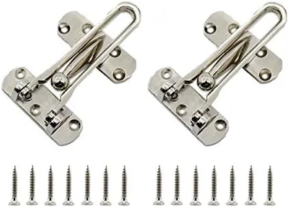 2 PCS Swing Bar Door Lock,ULIFESTAR Top Lock for Front Door Stainless Steel Door Latch Door Bolt,Barn Door Lock Shed Lock Fence Door Lock Hardware with Installation Screws Silver