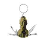 Stealodeal Multicolor Military Keychain with Torch, Screwdriver, Knife & Bottle Opener Key Chain (Army), Metal