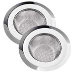 KitchenFest® 2 Pcs Stainless Steel Bathtub Hair Catcher Stopper Shower Drain Hole Filter Trap Kitchen Metal Sink Strainer [Size- 11.5 cm] (2)