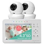 Baby Monitor, Babysense 4.3" Split Screen, Video Baby Monitor with Two Cameras and Audio, Remote PTZ, 960ft Range (Open Space), Adjustable Night Light, Two-Way Audio, Zoom, Night Vision, Lullabies