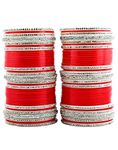 Lucky Jewellery Bridal Bangle Set Dhanteras/Diwali/Bhai Dooj Collection Designer Dulhan Punjabi Choora Wedding Chura Red Color Chuda for Women (1947-M1C1-ML364-R24)