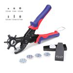 WORKPRO Leather Hole Punch, Belt Hole Puncher, Heavy Duty Revolving Punch Plier with 6 Holes, Multi Sized for Belts, Crafts, Card, Rubber, etc.