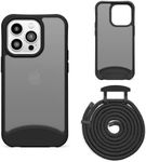 Lawonda Clear Case Compatible with iPhone 15 Case Crossbody Adjustable Strap Shockproof Protective Lanyard Phone Case (Black+Clear, for Phone 15 pro)