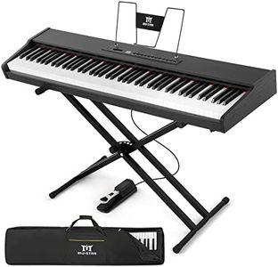 MUSTAR 88 Key Piano Keyboard Semi Weighted, Full Size Digital Piano 88 Weighted Keys for Beginners, Electric Piano Keyboard 88 Keys, Bluetooth Connection, USB/MIDI, Case, Sustain Pedal, Black