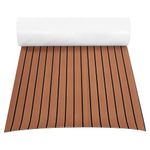 GOTOTOP Non-Slip Boat Flooring Decking Pad, EVA Foam Faux Teak Marine RV Flooring Mat Swimming Pool Self-Adhesive Pad Fit for Yacht, 35 x 94 x 0.24 inch (Dark Brown)