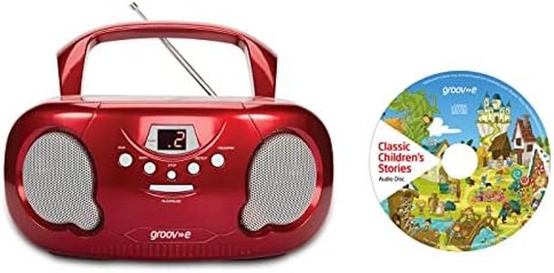 Groov-e Original Boombox Portable CD Player & Radio Red with Chidrens Stories CD