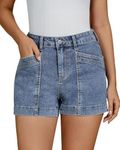 luvamia Womens Plus Size Jean Shorts Women's Jean Shorts High Waisted Womens Shorts High Waisted Denim Comfortable Shorts for Women Denim Womens Shorts Bay Blue Size XX-Large US Size 20 to Size 22