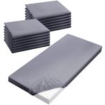 VitalCozy Daycare Cot Sheets for Sleeping Bulk 48 x 24 Inch Standard Size Nap Mat Sheets Preschool Cots Sheet Soft Rest Mat Sheet for Kids Baby Crib Sheet Breathable for Boys Girls(Gray, 12 Pcs)