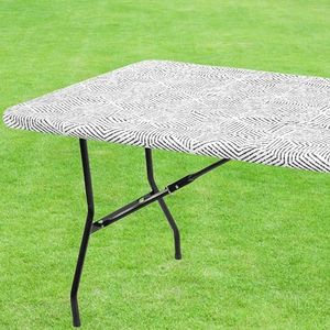 Tablecloth for Folding Table -Fitted Rectangular Table Cloth for 6 Foot – Size 32 x 72 inch - (180 x 75 cm) Plastic Vinyl Flannel Backed with Elastic Rim- for Christmas|Parties, Waterproof