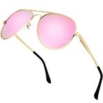 ANYLUV Pilot Sunglasses Mens, Polarised Sunglasses Men Women Classic Black Shades Metal Frame with UV Protection (Gold/Pink)