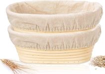 2 Pcs Banneton Bread Proofing Baskets, 25cm Oval Sourdough Proofing Basket with Linen Cloth Liner for Artisan Bread Making for Professional and Home Bakers