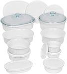 CorningWare French White 20 Piece Ceramic Bakeware Set | Microwave, Oven, Fridge, Freezer, and Dishwasher Safe | Resists Chipping and Cracking | Doesn't Absorb Food Odors and Stains