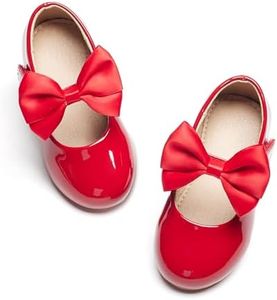 Otter MOMO Toddler Little Girls Mary Jane Ballerina Flats Shoes Party Dress Princess Shoes, Df24-red, 8 Toddler