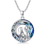 Odinstone Tree of Life Sisters Necklace for Women, Sterling Silver Sisters Moon Pendant Crescent Necklace with Crystal, 18" Chain Tree of Life Friendship Jewelry Gifts for Women Sister Mother (Sister 01, Sterling Silver)