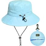 Blue Waterproof Bucket Hat for Women and Men - UV Protection Beach Sun Hat Fishing Safari Boonie Hat Rain Hat Adjustable Packable