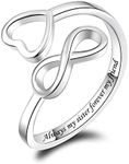 925 Sterling Silver Inspirational Jewelry Rings Adjustable Ring Personality Encouragement Gift for Teens Women(Always My Sister Forever My Friend)