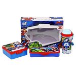 SKI Saturn 3D Mini Avengers Back to School Combo Set- Lunch Box, Water Bottle & Pencil Box