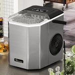 YITAHOME Ice Maker Countertop 26LBS/24H, 9 Ice Cubes/6Mins, Self-Cleaning Countertop Stainless Steel Ice Maker with Handle Ice Scoop & Basket, 2 Sizes Bullet Ice for Home Kitchen Party RV