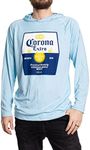 Men's Corona Label Hooded Rashguard with UV Protection (Powder Blue, Medium)