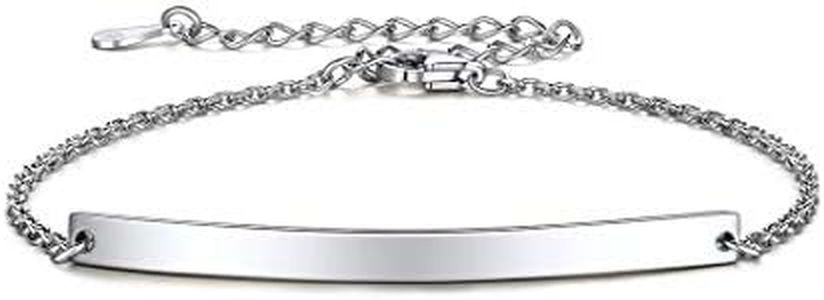 ChicSilver Bracelet Femme avec Barre en Argent 925 - Gourmette Femme Réglable 16+5 cm - Bijoux Bracelet Gourmette pour Femme Fille