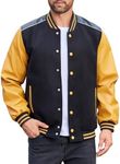 COOFANDY Mens Bomber Varsity Jacket Coat Unisex Hip Hop Hipster Jersey Jackets Slim Fit yellow Black S