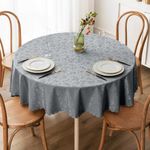 Smiry Vinyl Tablecloth Round, 60 x 60 Inch Waterproof Stain Resistant Oilproof Table Cloth, Heavy Duty Table Protector, Wipeable and Washable Table Cover for Dining and Party, Grey