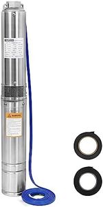 WASSERMANN 4" Deep Well Submersible Pump with 10FT Cable,1HP,220V/60HZ,33GPM,190FT Head,Stainless Steel Submersible Well Pumps Borehole Water Pump for Home, Factories, Irrigation, Farmland