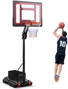 Goplus Portable Basketball Hoop Outdoor, 3.5FT-8.5FT Height Adjustable Basketball Stand System with Shatterproof Backboard, Weighted Bag, Indoor Outside Court Basketball Goal for Kids Youth