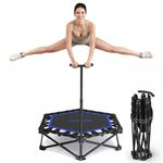 HXD-ERGO 42" Foldable Mini Rebounder Trampoline, Home Fitness Trampoline for Adults, Indoor Exercise Jumper, No Installation Required and Portable, Black-Blue