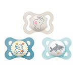 MAM Silicone Variety Pack Baby Pacifier, Includes 3 Types Of Pacifiers, Nipple Shape Helps Promote Healthy Oral Development, 0-6 Months, Boy, 3 Count (Pack Of 1),Assorted